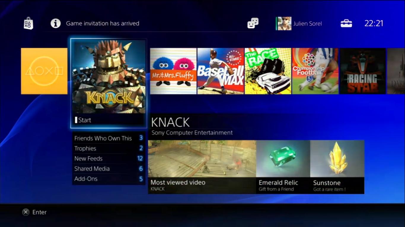 PS4 Interface